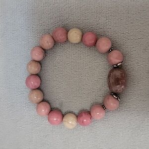 Gemstone Rhodonite Bracelet, Handmade.